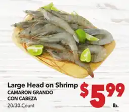 Vallarta Supermarkets Large Head on Shrimp offer
