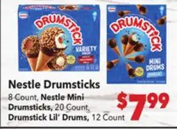 Vallarta Supermarkets Nestle Drumsticks 8 Count, Nestle Mini Drumsticks, 20 Count, Drumstick Lil' Drums, 12 Count offer