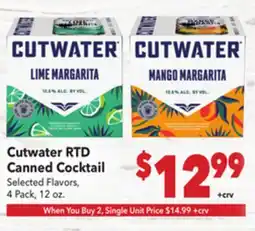 Vallarta Supermarkets Cutwater RTD Canned Cocktail offer