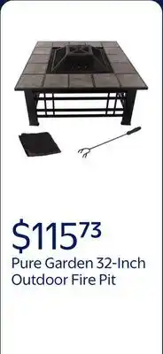 Walmart Pure Garden 32-Inch Outdoor Fire Pit with Screen, Cover, and Poker (Black) offer