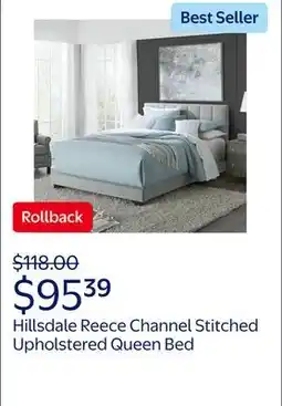 Walmart Hillsdale Reece Channel Stitched Upholstered Queen Bed, Platinum, by Hillsdale Living Essentials offer