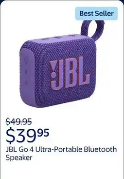Walmart JBL Go 4 - Ultra-Portable Bluetooth Speaker - Purple offer