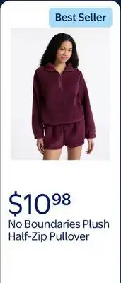 Walmart No Boundaries Plush Half-Zip Pullover, Women's offer