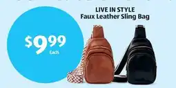 Aldi LIVE IN STYLE Faux Leather Sling Bag offer