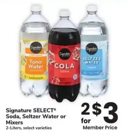 Albertsons Signature select soda and seltzer water or mixers offer