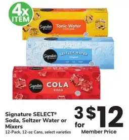 Albertsons Signature select soda, seltzer water or mixers offer