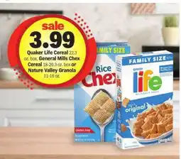 Meijer Quaker Life Cereal, General Mills Chex Cereal, Nature Valley Granola offer