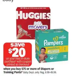 Meijer Huggies Little Movers & Pampers Swaddlers offer