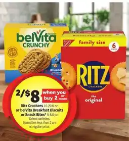 Meijer Ritz Crackers or belVita Breakfast Biscuits or Snack Bites offer