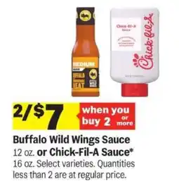 Meijer Buffalo Wild Wings Sauce or Chick-Fil-A Sauce offer