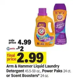 Meijer Arm & Hammer Liquid Laundry Detergent, Power Paks, or Scent Boosters offer