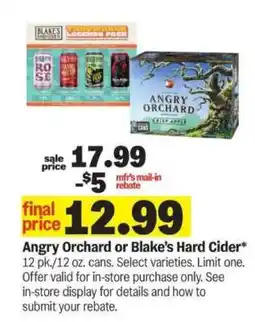 Meijer Angry Orchard or Blake's Hard Cider offer