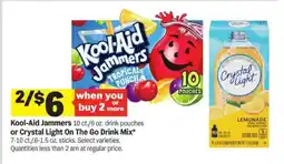 Meijer Kool-Aid Jammers or Crystal Light On The Go Drink Mix offer