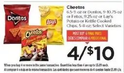 Food 4 Less Cheetos, Doritos, Fritos, Lay's Potato or Kettle Cooked Chips offer