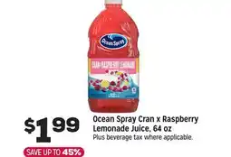 Grocery Outlet Ocean Spray Cran x Raspberry Lemonade Juice, 64 oz offer