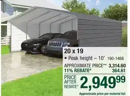Menards 20 x 19 offer
