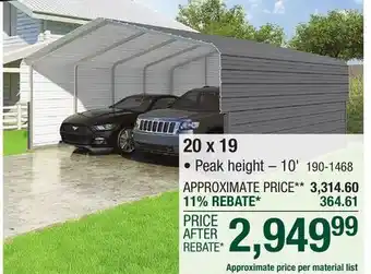 Menards 20 x 19 offer