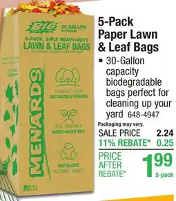 Menards 5-Pack Paper Lawn & Leaf Bags offer