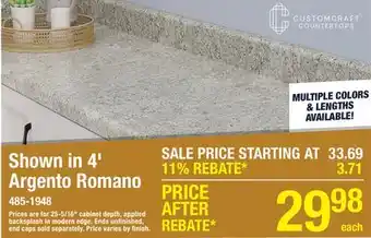 Menards Shown in 4' Argento Romano offer