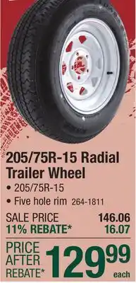 Menards 205/75R-15 Radial Trailer Wheel offer
