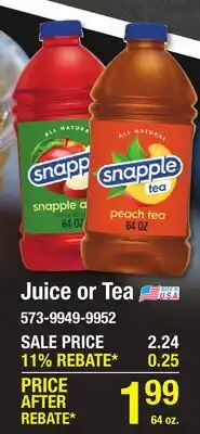 Menards Juice or Tea offer