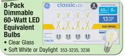 Menards 8-Pack Dimmable 60-Watt LED Equivalent Bulbs offer