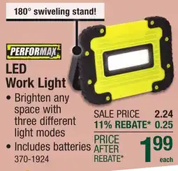 Menards PERFORMAX LED Work Light offer