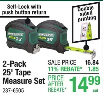 Menards 2-Pack 25' Tape Measure Set offer