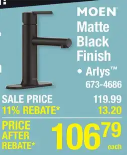 Menards MOEN Matte Black Finish offer