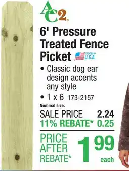 Menards 6' Pressure Treated Fence Picket offer