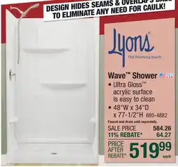 Menards Lyons Wave Shower offer