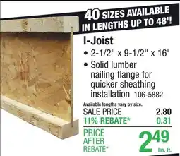 Menards I-Joist offer