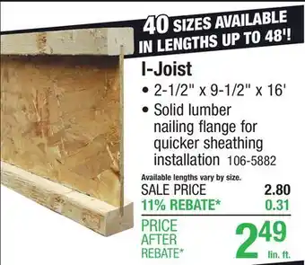 Menards I-Joist offer