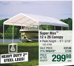 Menards Super Max 12 x 26 Canopy offer