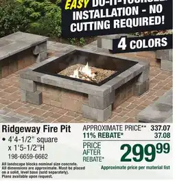Menards Ridgeway Fire Pit offer