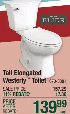 Menards ELJER Tall Elongated Westerly Toilet offer