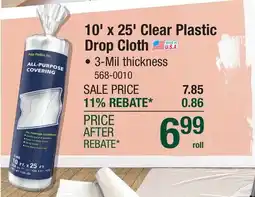 Menards 10' x 25' Clear Plastic Drop Cloth offer