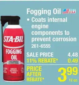 Menards Fogging Oil offer