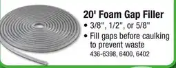 Menards 20' Foam Gap Filler offer