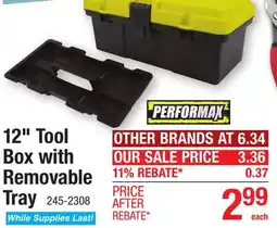 Menards 12 Tool Box with Removable Tray offer