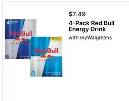 Walgreens Red Bull Energy Drink, 4 - Pack offer