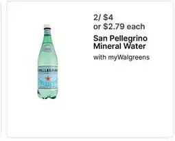 Walgreens San Pellegrino Mineral Water with myWalgreens offer