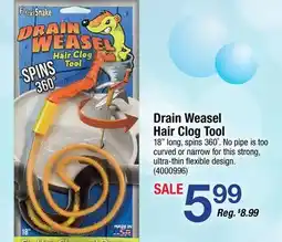 Ace Hardware Drain Weasel Hair Clog Tool offer