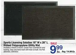 Ace Hardware Sports Licensing Solution 18 W x 28 L Ribbed Polypropylene Utility Mat offer