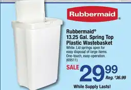 Ace Hardware Rubbermaid 13.25 Gal. Spring Top Plastic Wastebasket offer