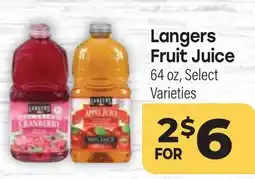 Tony’s Fresh Market Langers Fruit Juice offer