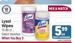 Tony’s Fresh Market Lysol Wipes offer