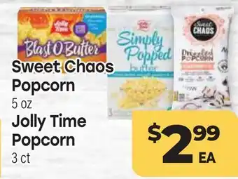 Tony’s Fresh Market Sweet Chaos Popcorn 5 oz Jolly Time Popcorn 3 ct offer