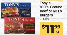 Tony’s Fresh Market Tony's 100% Ground Beef or 1/3Lb Burgers offer