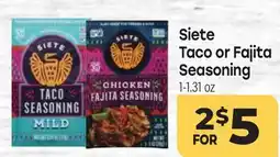 Tony’s Fresh Market Siete Taco or Fajita Seasoning offer